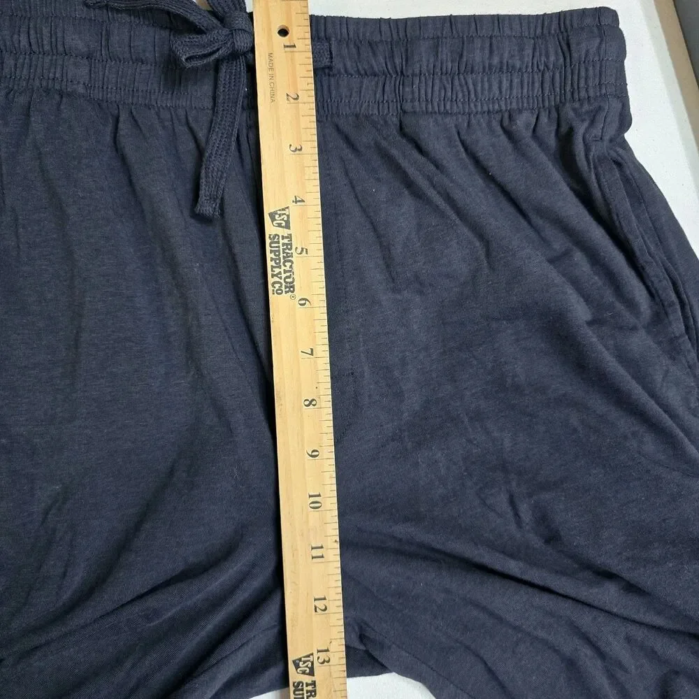 Hanes Lounge Pants Womens Med Navy Blue Pockets Elastic Drawstring Waist
